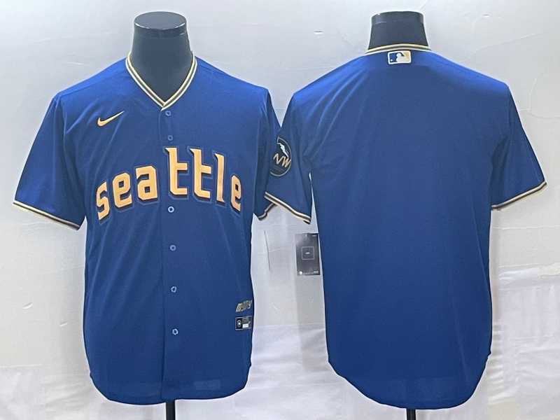 Men%27s Seattle Mariners Blank Blue 2023 City Connect Cool Base Stitched Jersey->seattle mariners->MLB Jersey